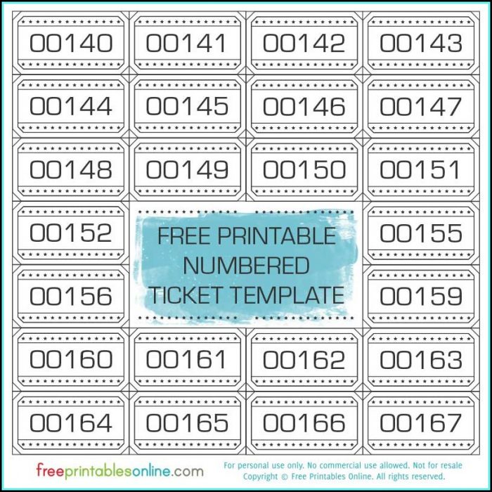 Numbered Raffle Ticket Template Numbered Raffle Ticket Template