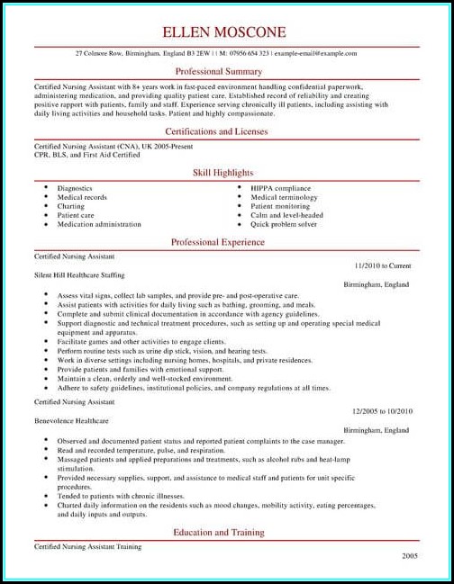 Nursing Assistant Cv Template Nursing Assistant Cv Template