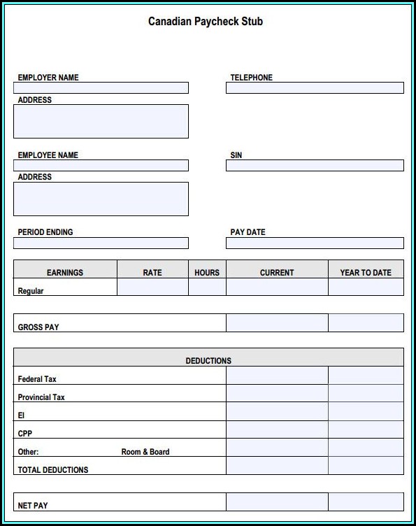 Pay Stub Template Free Canada Pay Stub Template Free Canada