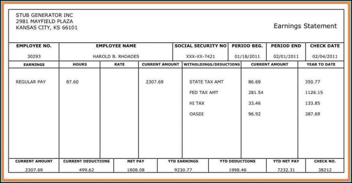 Pay Stub Template Free Excel Pay Stub Template Free Excel