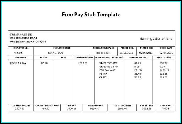 Pay Stub Template Free Pdf Pay Stub Template Free Pdf