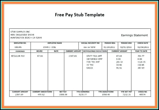 Paycheck Stub Template Free Download Paycheck Stub Template Free Download