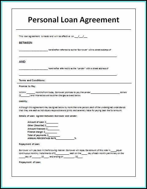 Personal Loan Agreement Contract Template Personal Loan Agreement Contract Template