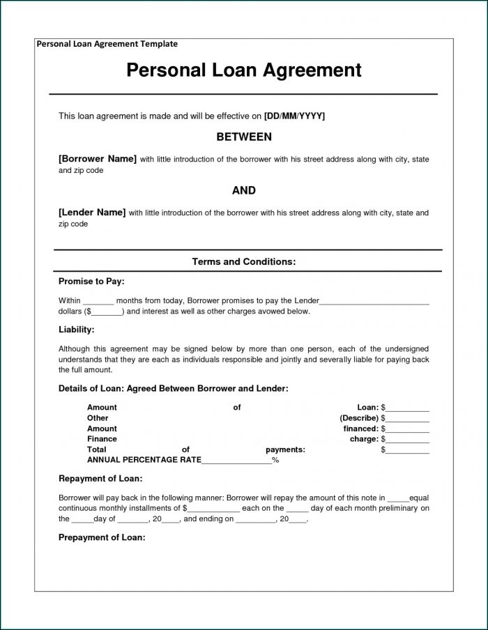 Personal Loan Contract Template Canada Personal Loan Contract Template Canada