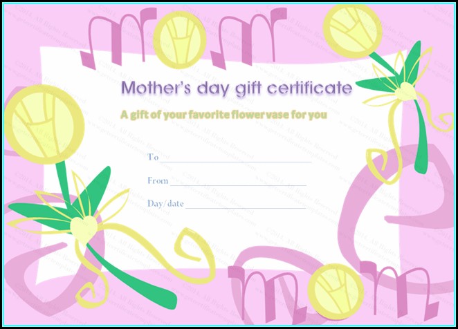 Printable Gift Certificate Template Mother's Day Printable Gift Certificate Template Mother's Day