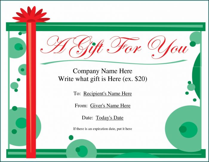 Printable Gift Certificate Templates Christmas Printable Gift Certificate Templates Christmas