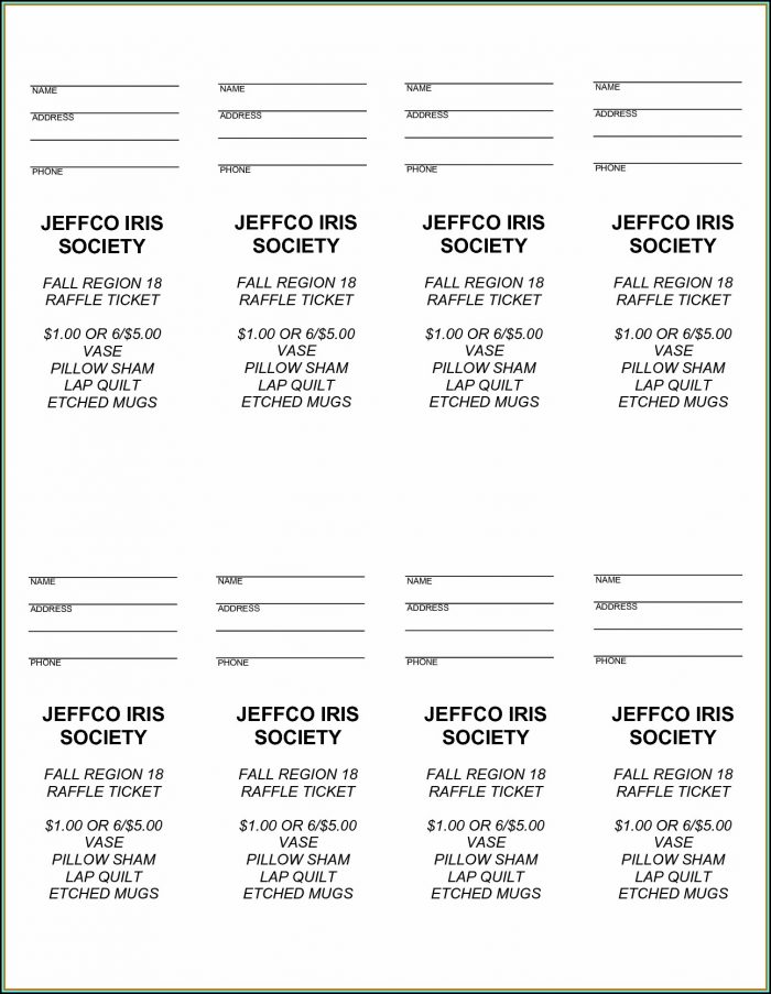 Printable Raffle Ticket Template Word Printable Raffle Ticket Template Word
