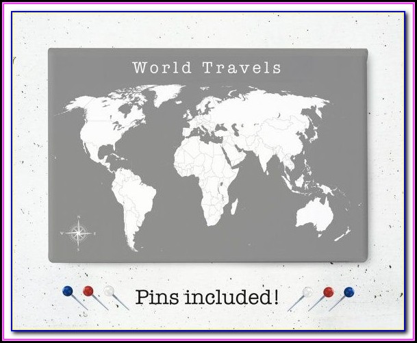 Push Pin World Map Canada Push Pin World Map Canada