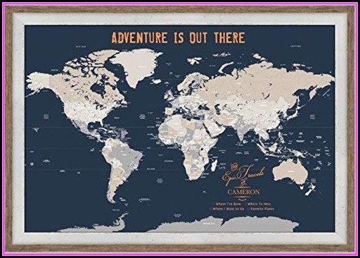 Push Pin World Map Framed Push Pin World Map Framed