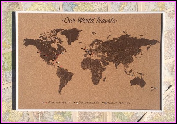 Push Pin World Map On Cork Board Push Pin World Map On Cork Board
