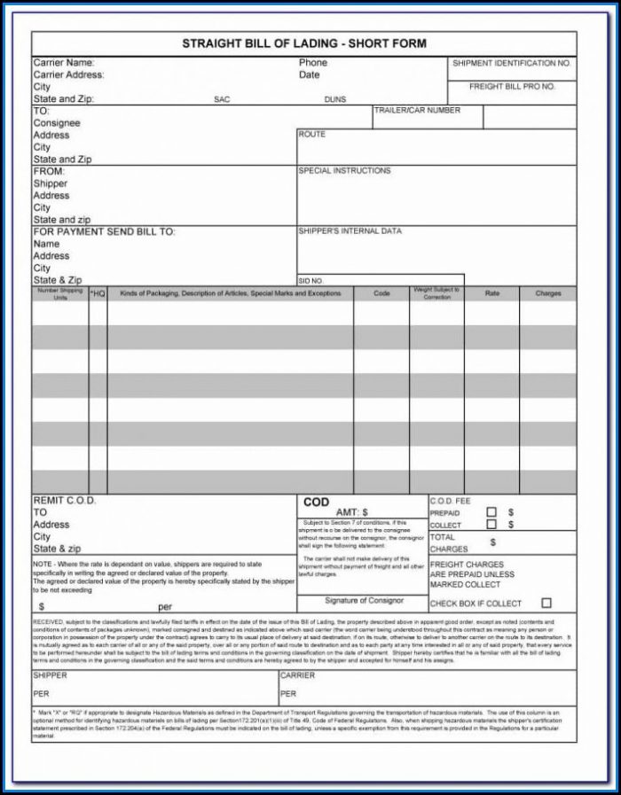 Short Form Blank Back Bill Of Lading Not Acceptable Short Form Blank Back Bill Of Lading Not Acceptable