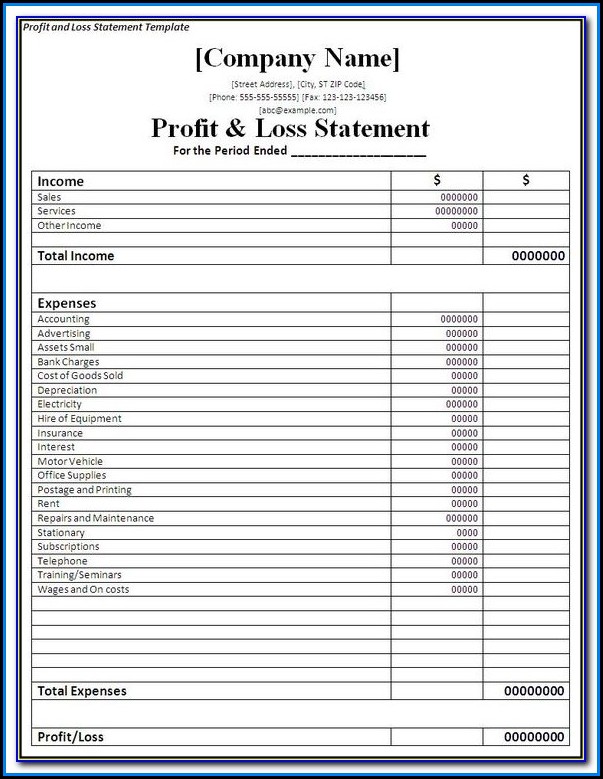 Simple Profit And Loss Format Simple Profit And Loss Format