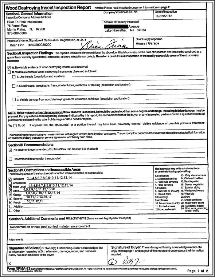 Va Loan Pest Inspection Form Va Loan Pest Inspection Form