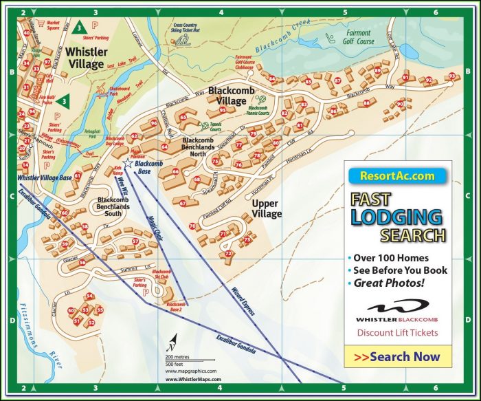 Whistler Blackcomb Lodging Map Whistler Blackcomb Lodging Map