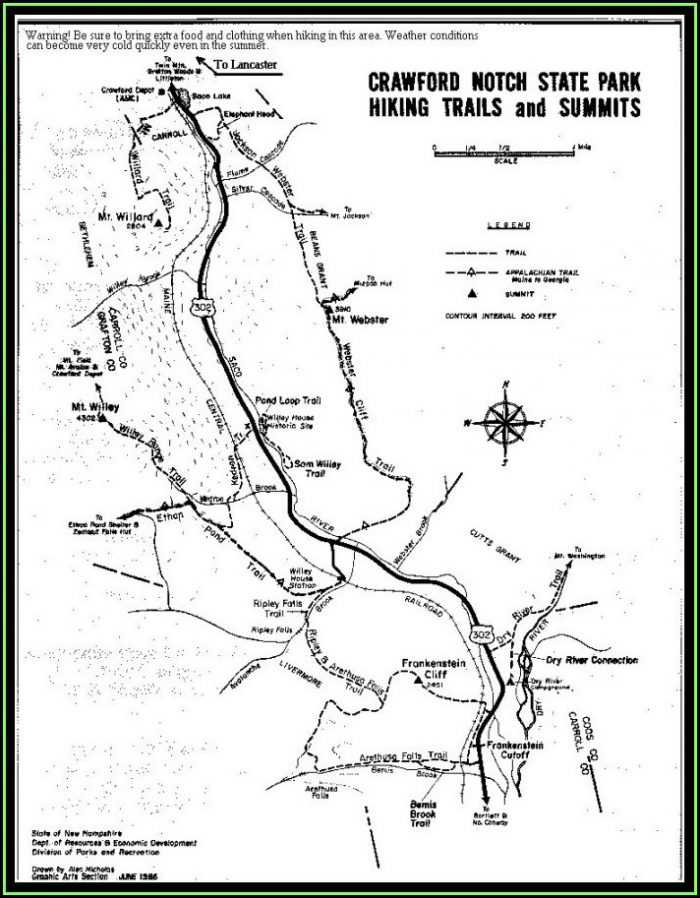 White Mountains New Hampshire Hiking Maps White Mountains New Hampshire Hiking Maps
