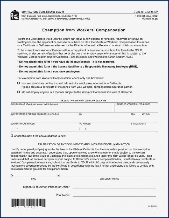 Workmans Comp Waiver Form Colorado Workmans Comp Waiver Form Colorado