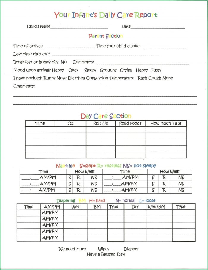 Daycare Forms For Infants Daycare Forms For Infants