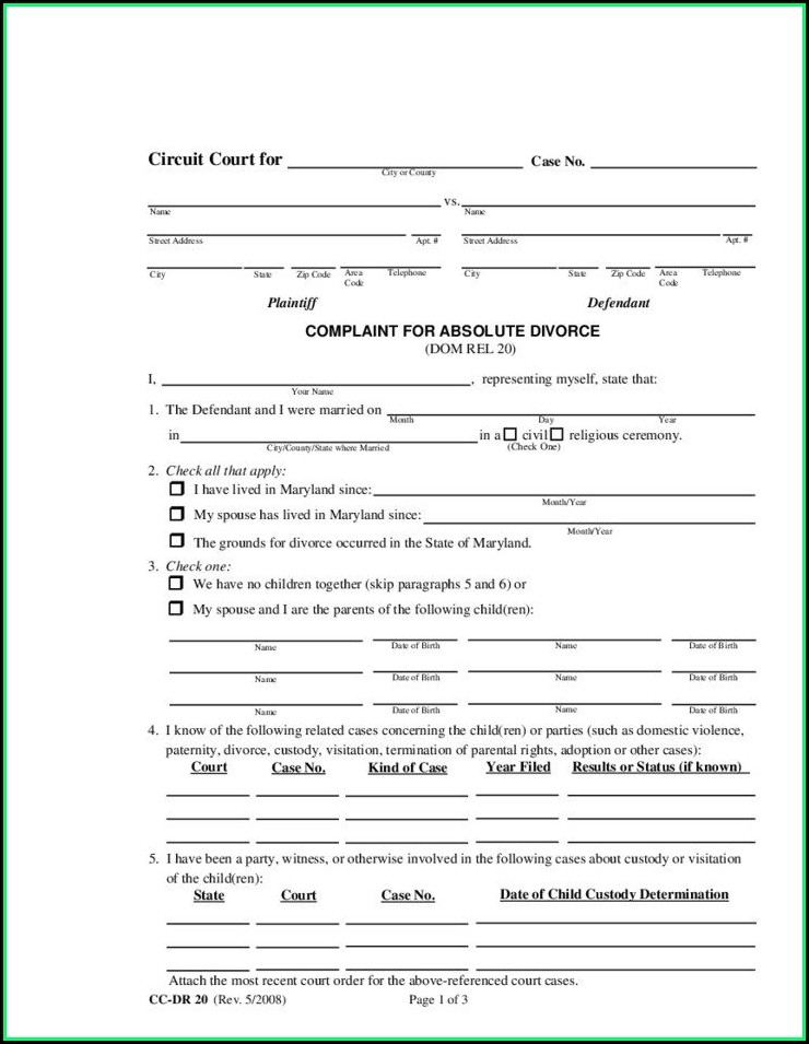 Divorce Filing Fees In Maryland Form Resume Examples 