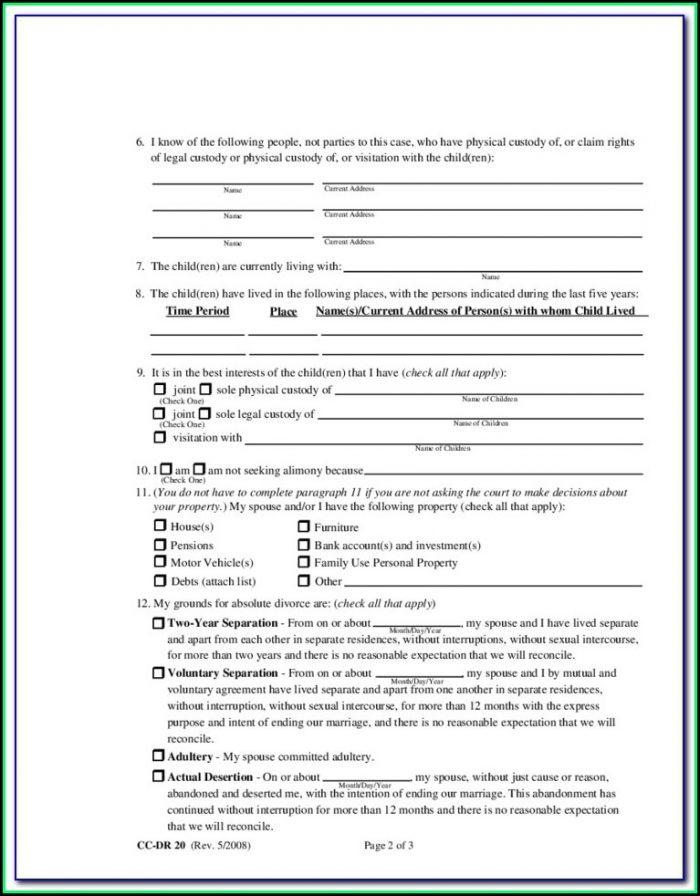 Divorce Forms In Maryland Divorce Forms In Maryland