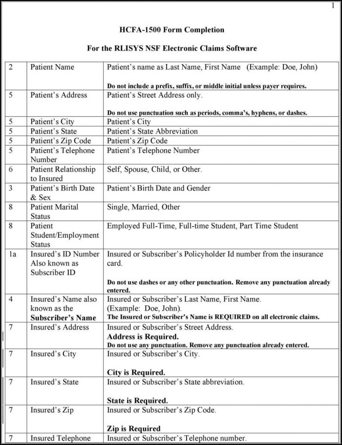 Electronic Hcfa 1500 Form Electronic Hcfa 1500 Form