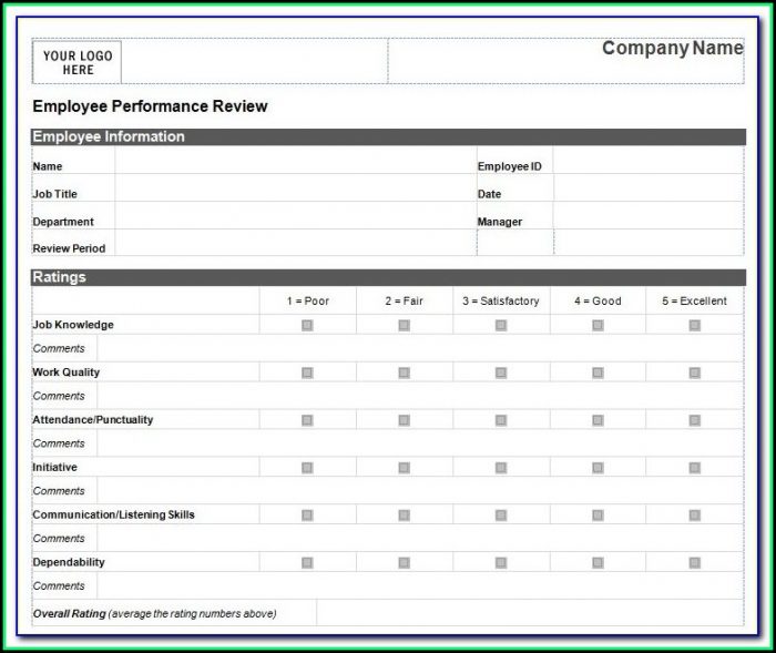 Employee Performance Evaluation Form Excel Employee Performance Evaluation Form Excel
