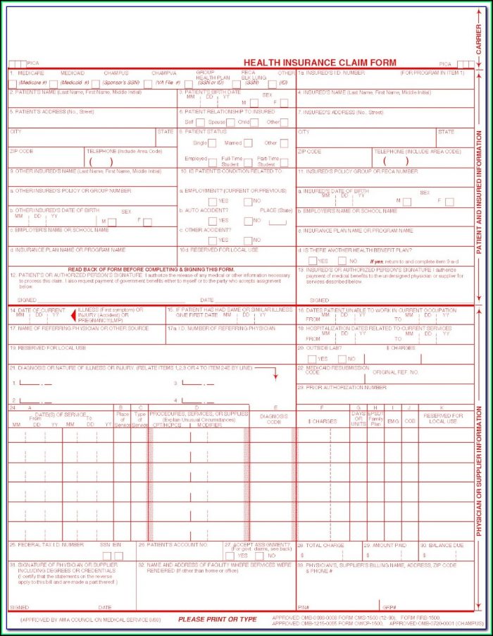 Free 1500 Claim Form Template Free 1500 Claim Form Template