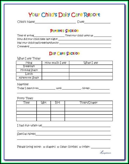 Free Daycare Forms For Parents To Fill Out Free Daycare Forms For Parents To Fill Out