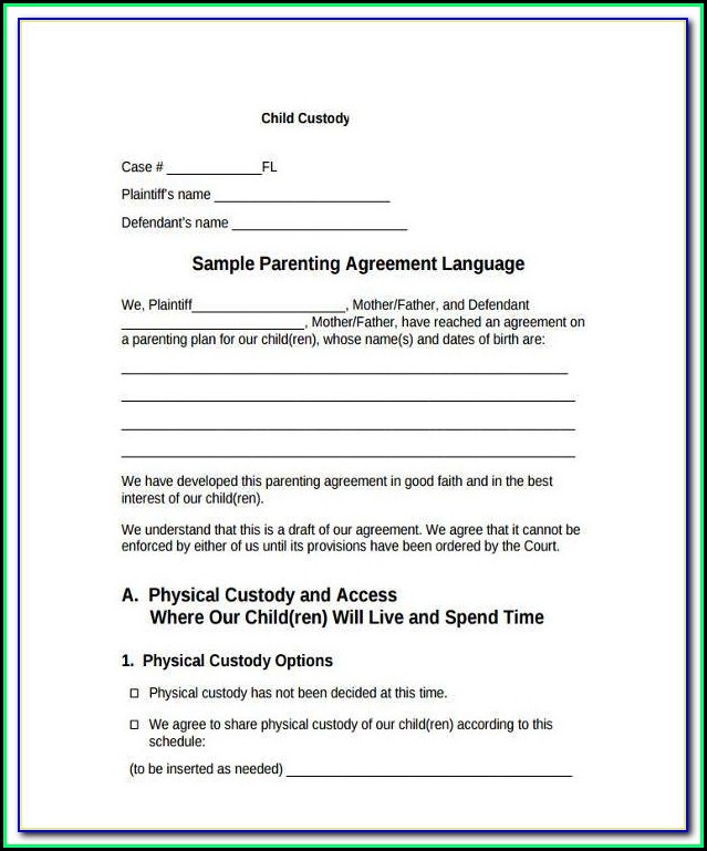 Free Legal Forms Child Custody Agreement Free Legal Forms Child Custody Agreement