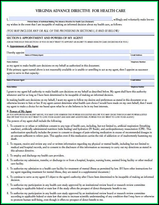 Free Medical Power Of Attorney Form Virginia Free Medical Power Of Attorney Form Virginia