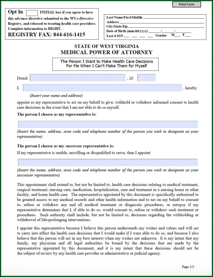 Free Power Of Attorney Form West Virginia Free Power Of Attorney Form West Virginia