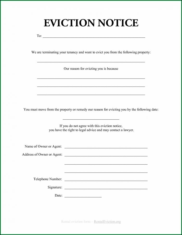 Free Printable Eviction Notice Form Free Printable Eviction Notice Form