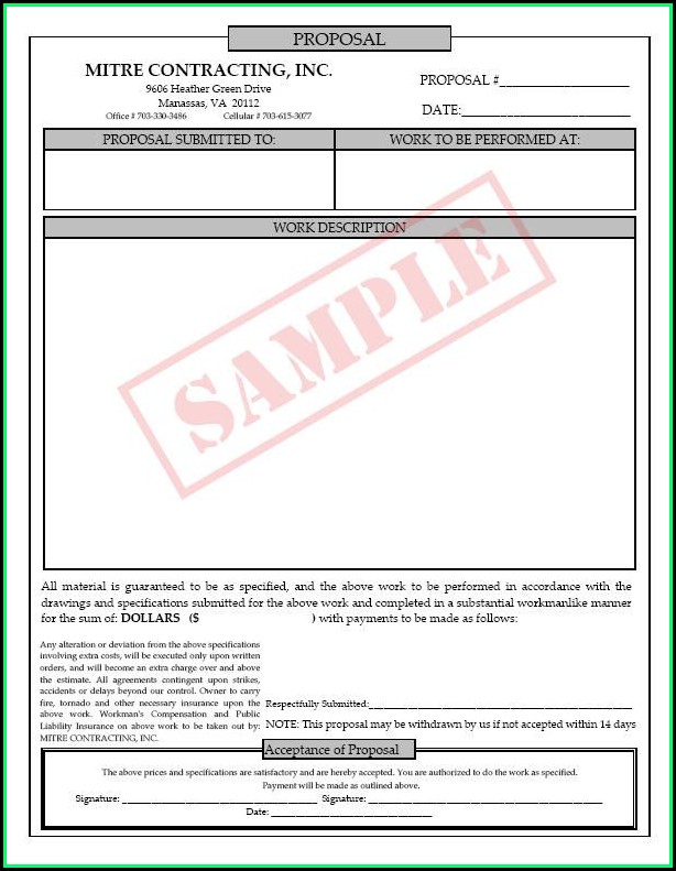 Free Printable Job Proposal Forms Free Printable Job Proposal Forms