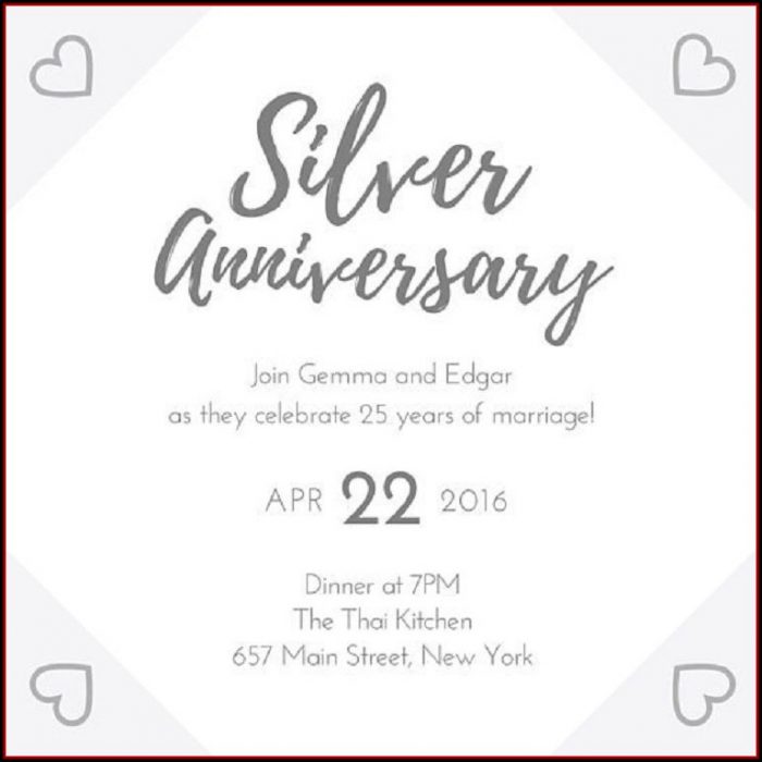 25th Anniversary Invitations Templates 25th Anniversary Invitations Templates