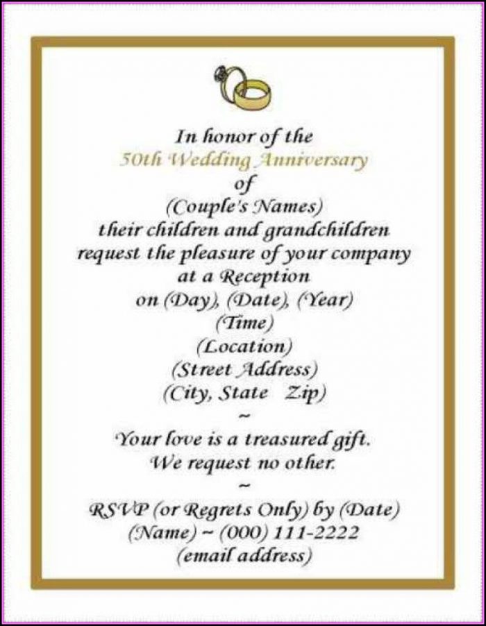 50th Wedding Anniversary Invitation Template Free 50th Wedding Anniversary Invitation Template Free
