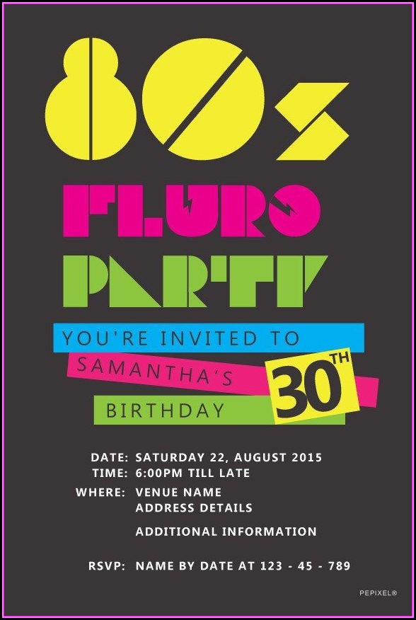 80s 90s Party Invitation Template 80s 90s Party Invitation Template