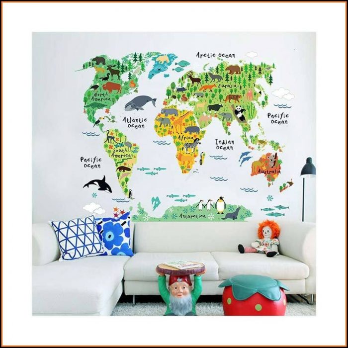 Animal World Map Wall Sticker Animal World Map Wall Sticker