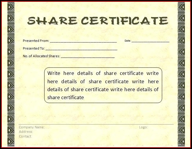 Australian Company Share Certificate Template Australian Company Share Certificate Template