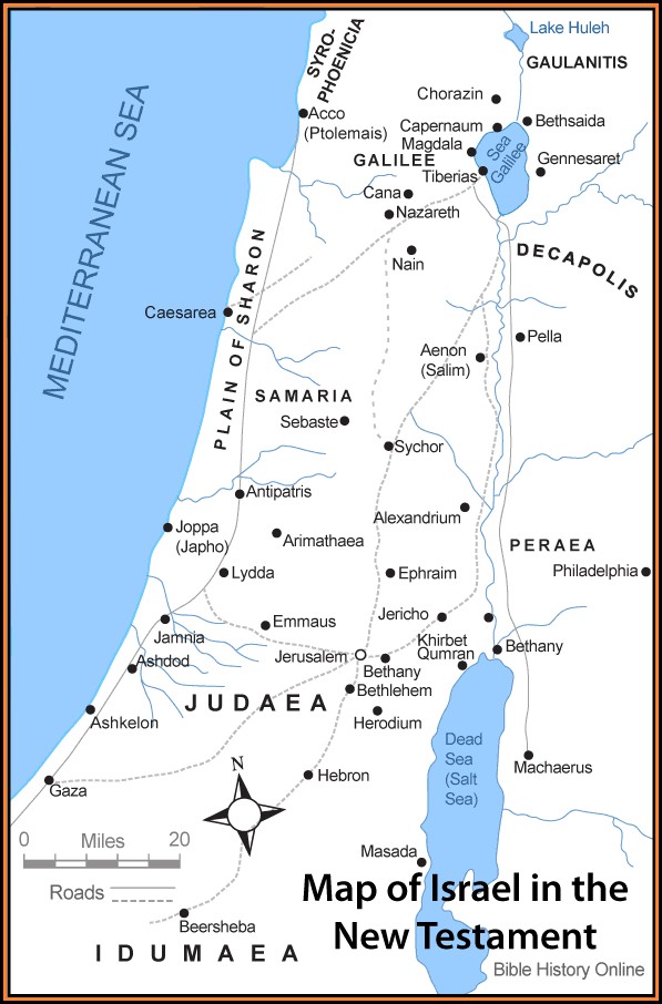 Biblical Map Of Israel New Testament Biblical Map Of Israel New Testament