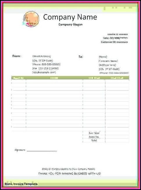 Blank Invoice Template Excel Blank Invoice Template Excel