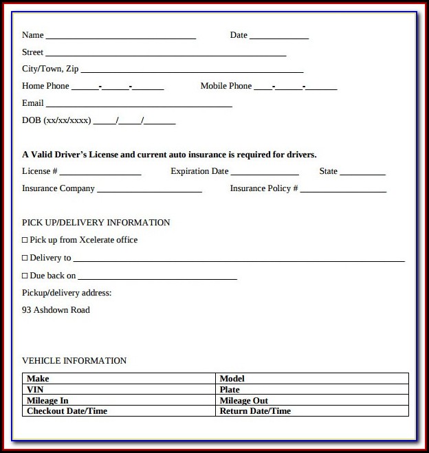 Car Hire Form Template Uk Car Hire Form Template Uk