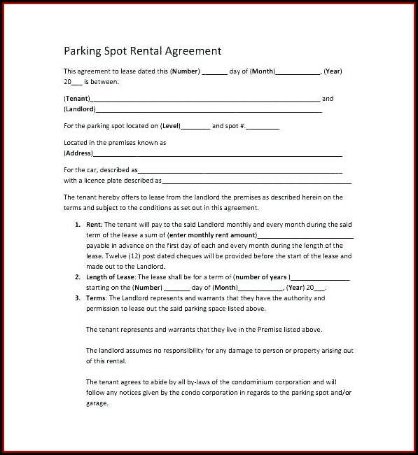 Car Parking Lease Agreement Template Car Parking Lease Agreement Template
