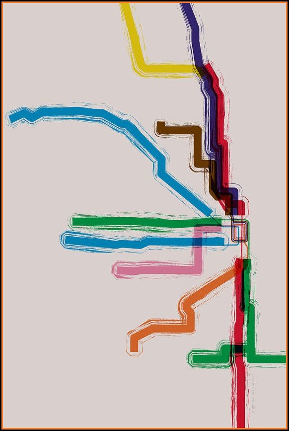 Chicago El Train Map Poster Chicago El Train Map Poster
