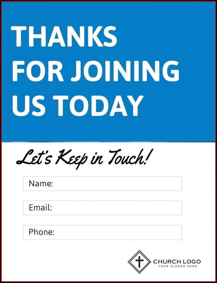 Church Visitor Information Card Template Church Visitor Information Card Template