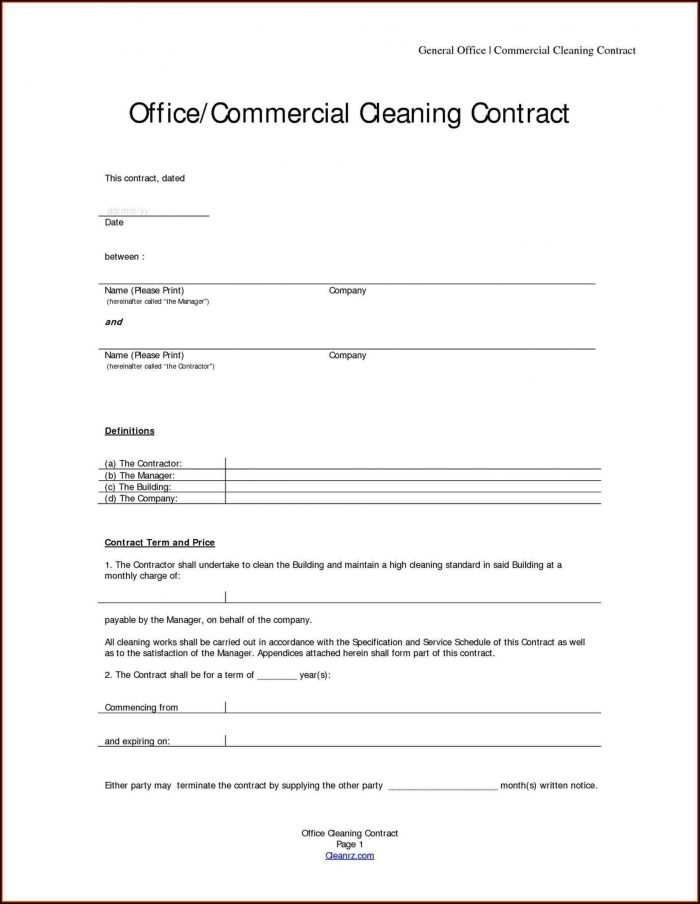 Cleaning Contracts Examples Cleaning Contracts Examples