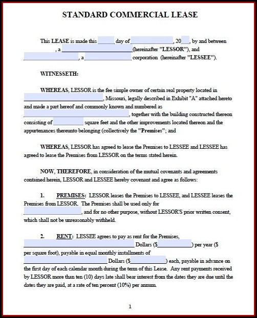 Commercial Lease Agreement Template Free Pdf Commercial Lease Agreement Template Free Pdf