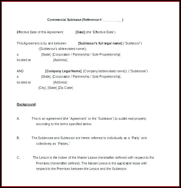 Commercial Sublease Agreement Template Nz Commercial Sublease Agreement Template Nz
