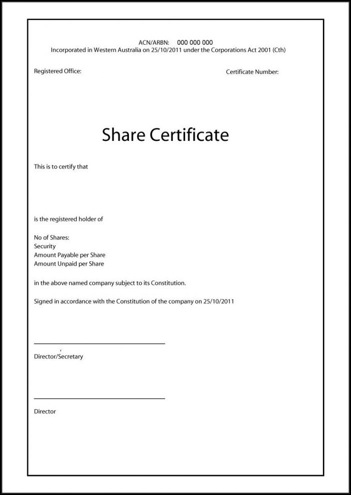 Company Share Certificate Template Company Share Certificate Template