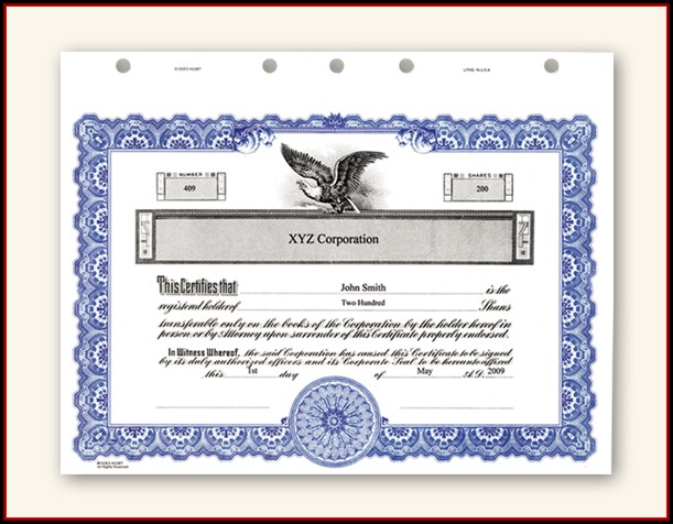 Corporate Stock Certificate Template Word Corporate Stock Certificate Template Word