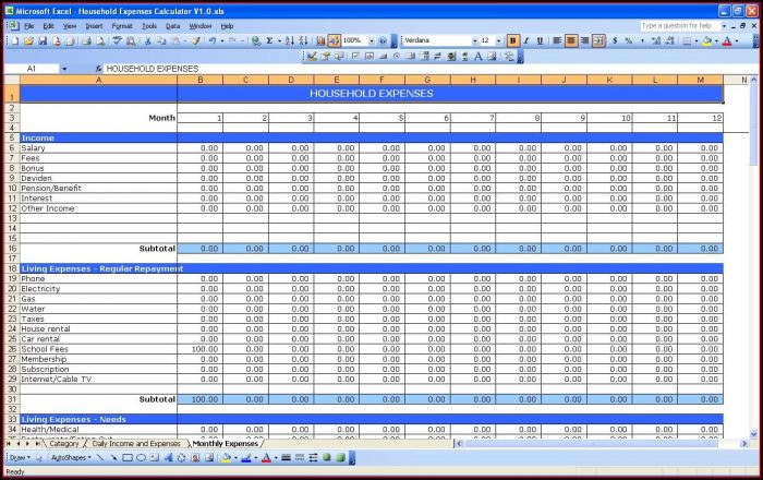 Daily Income And Expenses Excel Template Daily Income And Expenses Excel Template