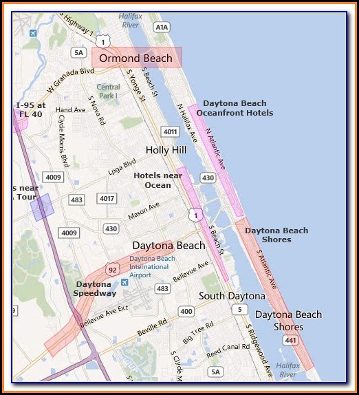 Daytona Beach Oceanfront Hotels Map Daytona Beach Oceanfront Hotels Map